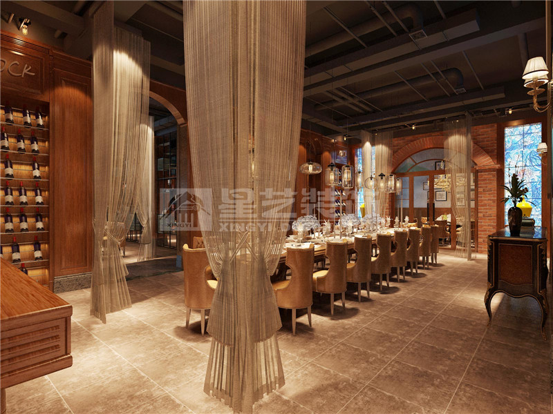 東盟慧谷西餐廳300平用餐區(qū)裝修設計效果圖