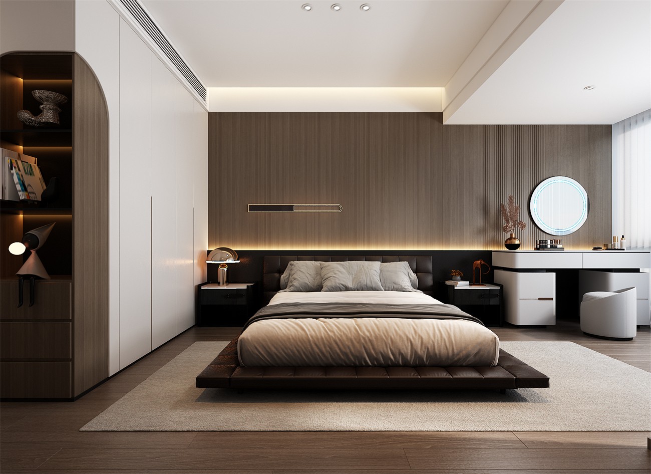 保利冠江墅143平意式輕奢臥室裝修效果圖