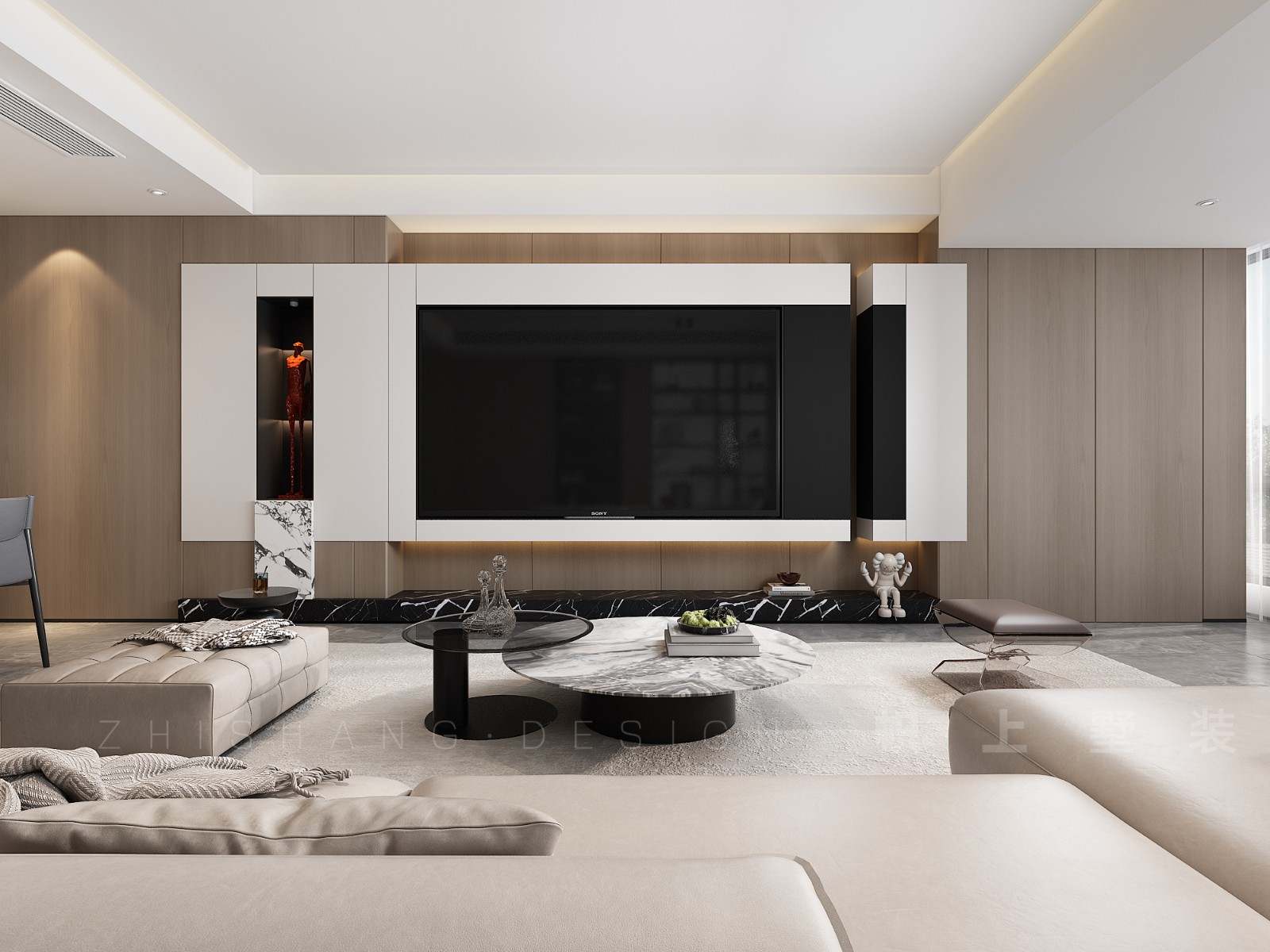 冠江墅143平意式輕奢客廳裝修效果圖