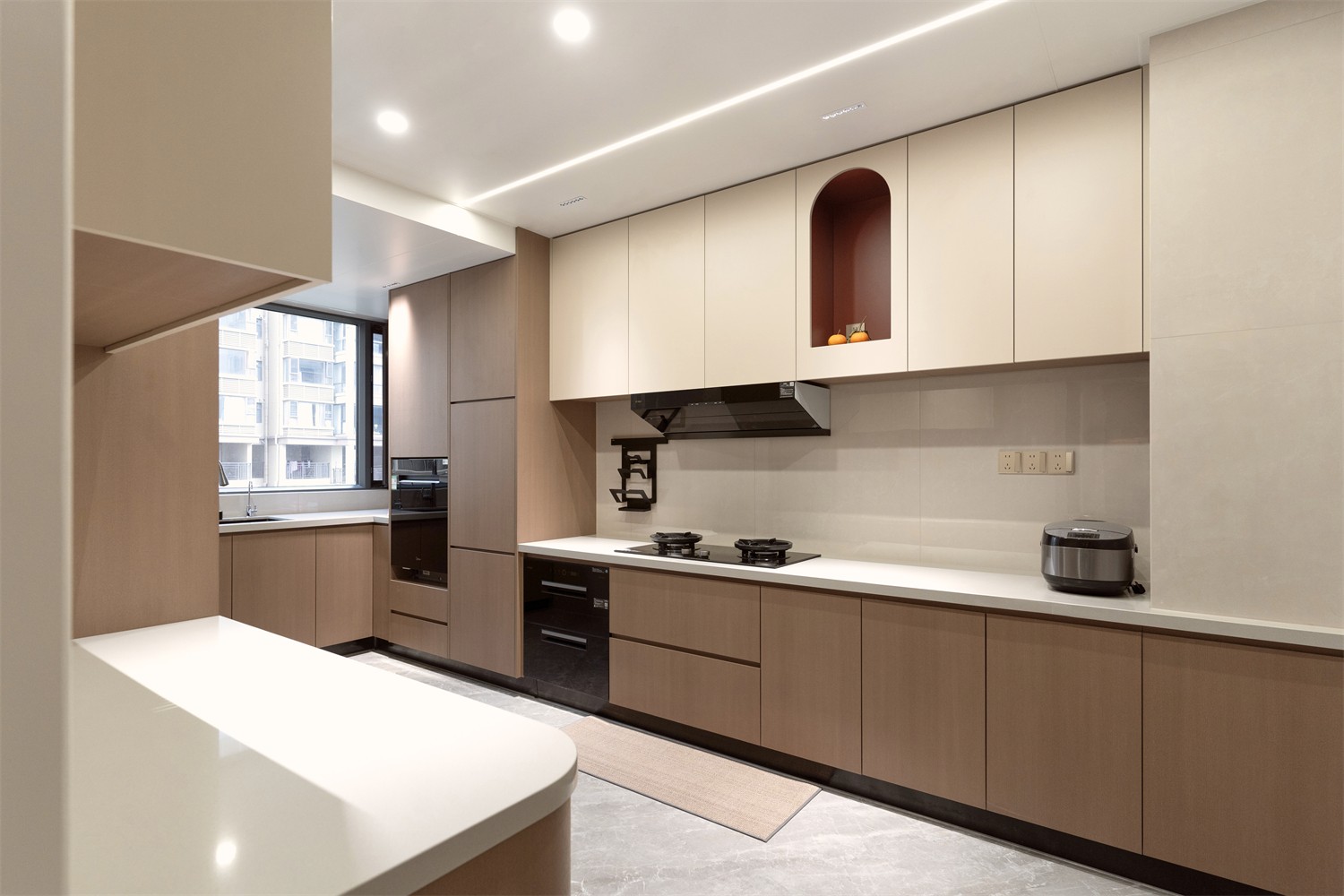 龍光玖瓏湖271平現(xiàn)代風(fēng)格廚房裝修實(shí)景圖